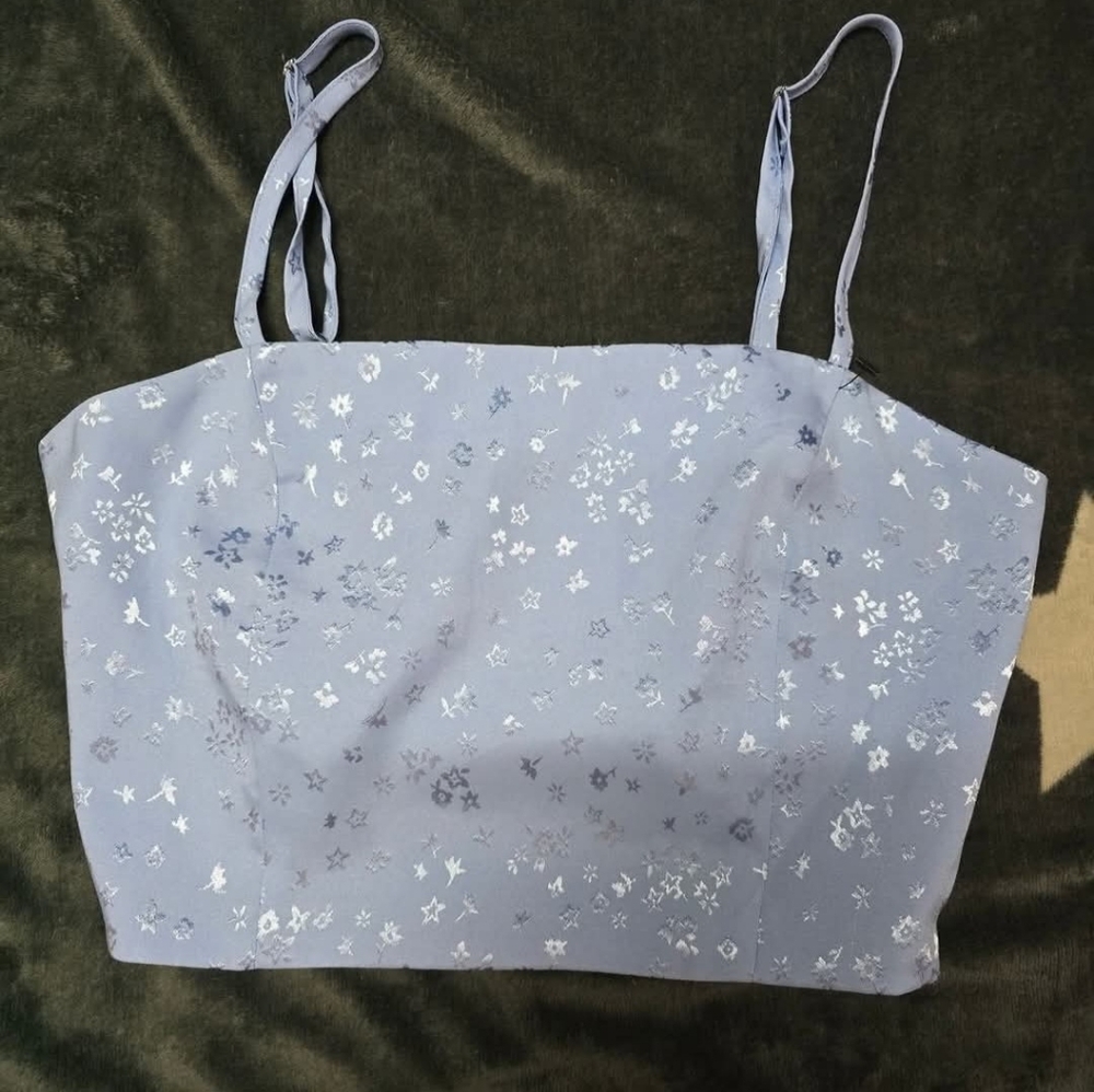 Forever 21 Blue Floral Crop Top